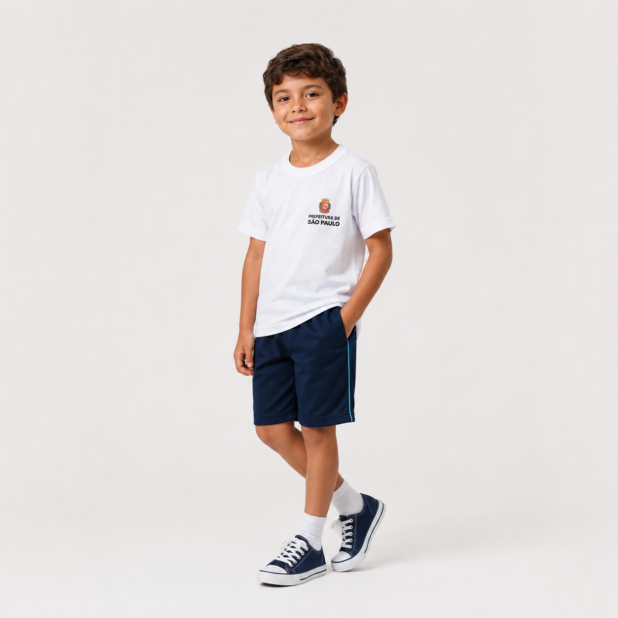 Camiseta Escolar Gola Branca