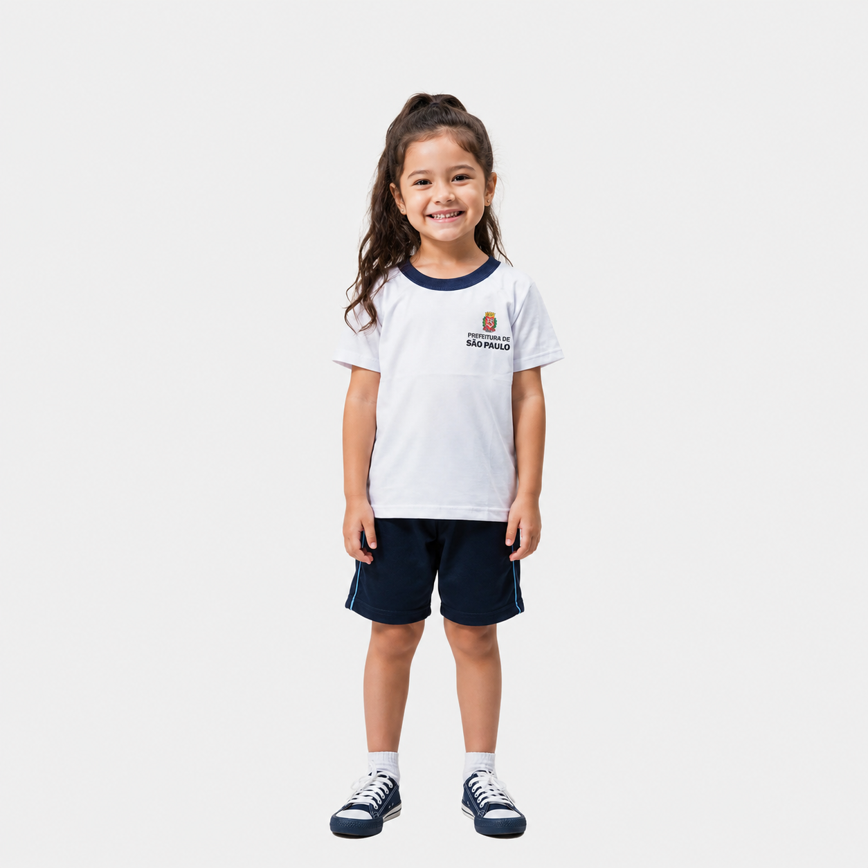 Camiseta Escolar Gola Azul